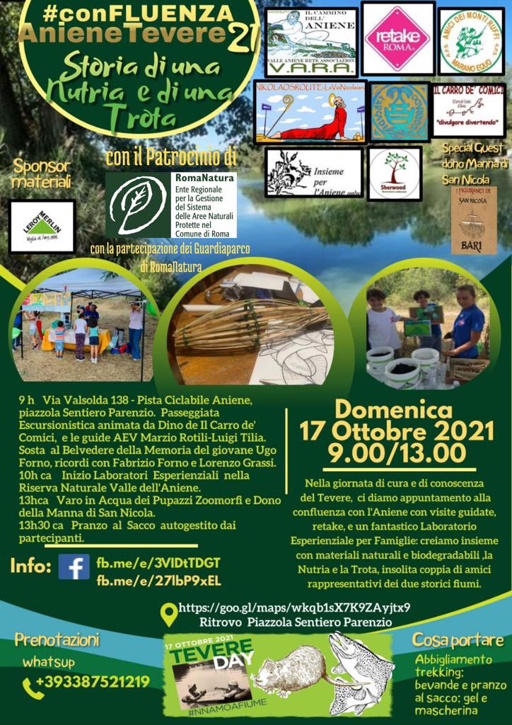 EnteRomaNatura's tweet photo. TEVERE DAY: Domenica 17 Ottobre 2021 Passeggiata escursionistica di circa 4 Km lungo il tratto del Fiume nella Riserva Naturale #ValleAniene fino alla confluenza del Tevere. https://t.co/cXM13Fz0T8 ⬇️ https://t.co/PzZt6tEbf3