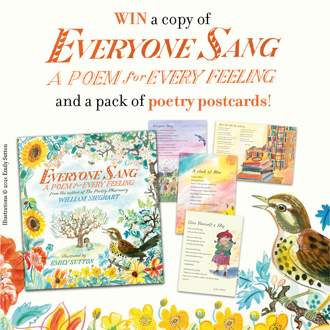 Brighten up your week by entering our 'Everyone Sang: A Poem for Every Feeling' giveaway, to win a copy of the book and a pack of beautiful postcards. Simply RT and FOLLOW to enter. (T&amp;Cs apply)