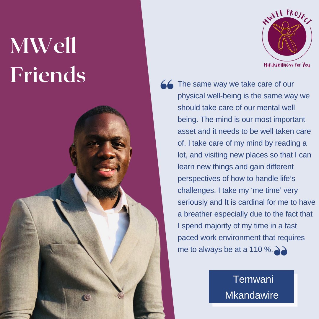TheMWellProject's tweet photo. As a young professional in the corporate world, one has to take a deliberate effort to prioritize mind wellness. @bigtemwa, a friend of #TheMWellProject shares how he makes sure not to neglect his mental health. https://t.co/KthpaLWYbm