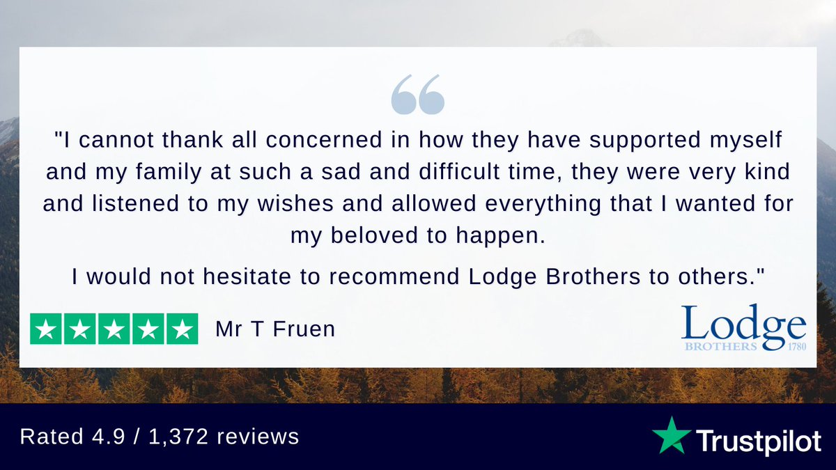 LodgeBrothers's tweet photo. Thank you Mr Fruen! We really appreciate the kind words. ❤️

https://t.co/VugokDCVQa
-
#LodgeBrothersFunerals #FuneralDirectorsUK #FuneralService #Trustpilot https://t.co/zSsmbrPQu0