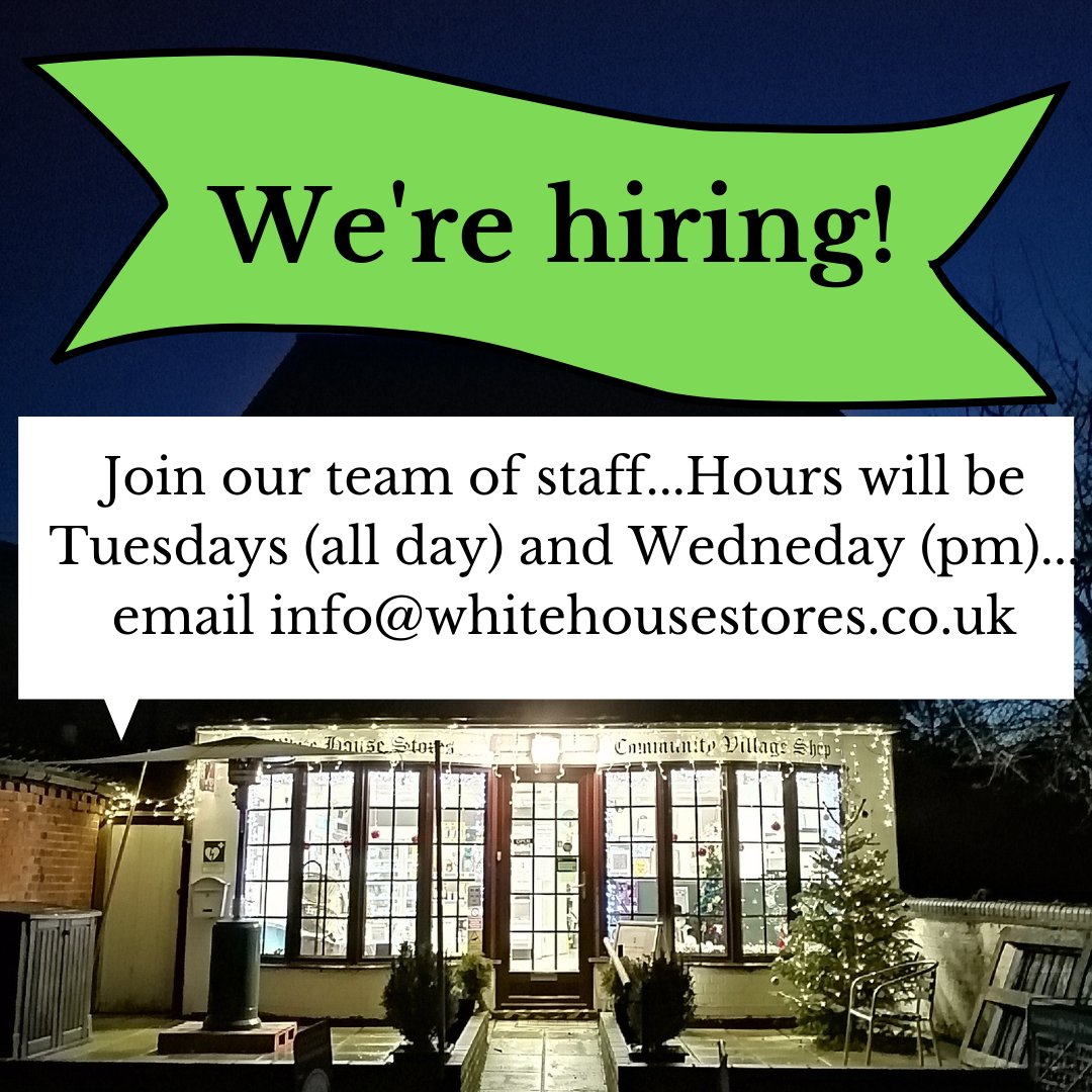 WhiteHouseStore's tweet photo. Due to retirement, we need a new member of staff to join our team. Closing date Sun 24th Oct, interviews week of 25th Oct.
.
.
.
#shoplocal #communityshop #communityrun #whereyoushopmatters #bartonturf #neatishead #irstead #norfolkbroads #norfolkholidays #plunkettfoundation https://t.co/0kwXEgGqlI