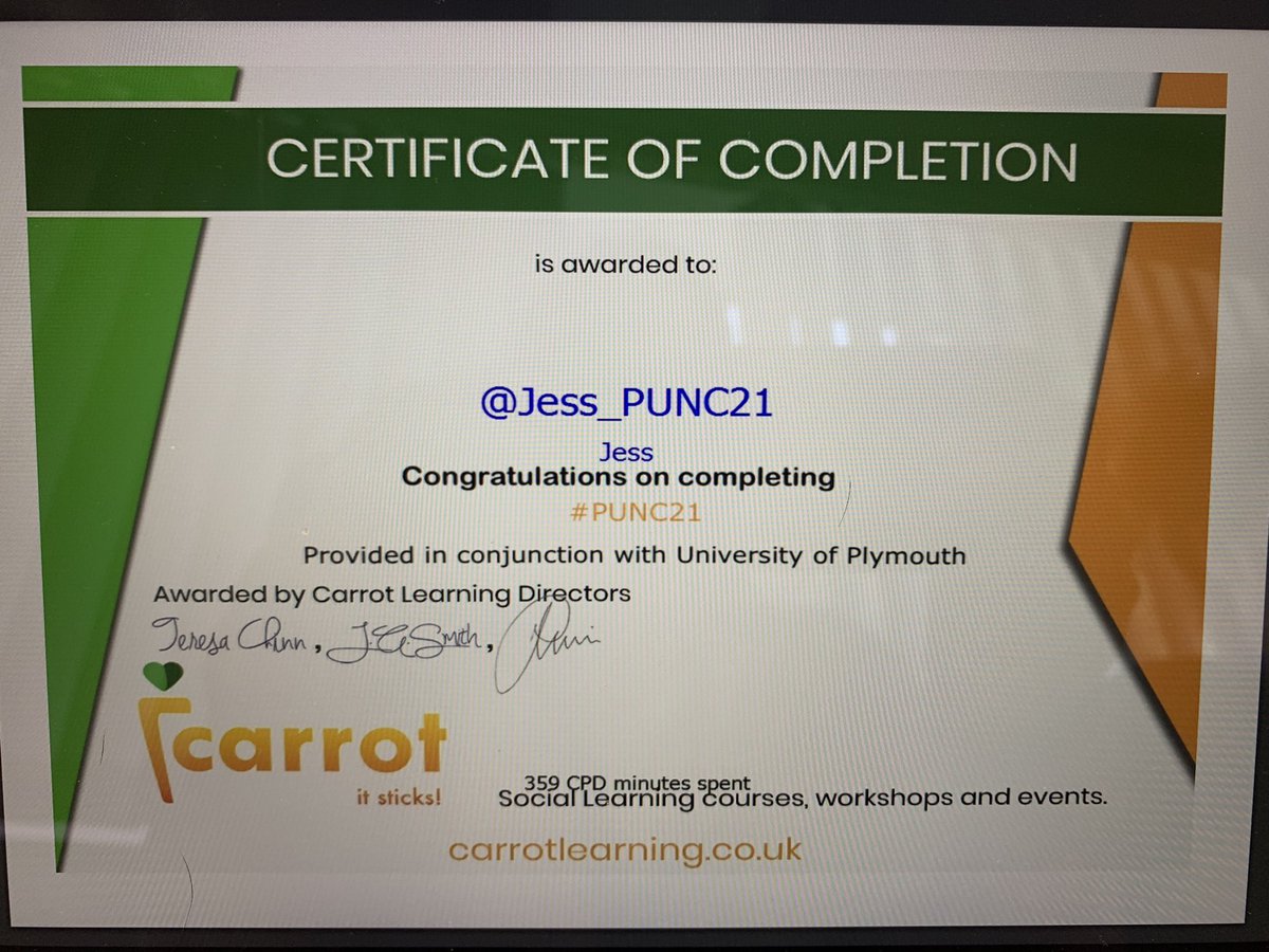 It’s even better when you get a certificate! 👌🏼 <a href="/CarrotLearning/">Carrot Learning 🥕</a> 

#PUNC21 #carrotlearning
