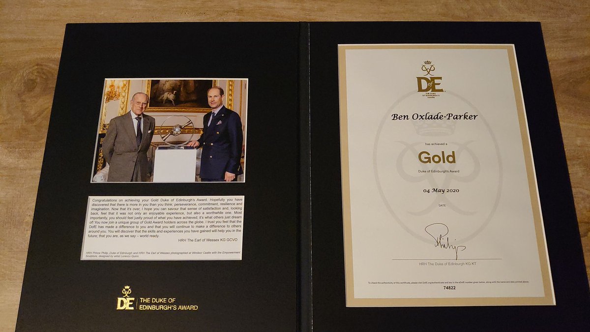 I honestly cannot explain how much this means to me, after losing my account details, and some evidence, for years!
I had nearly given up hope, but with help of staff at <a href="/DofE/">The Duke of Edinburgh’s Award</a>, and my assessors, I gathered and resubmitted all my evidence for #goldaward #nevertoolate
1/3
