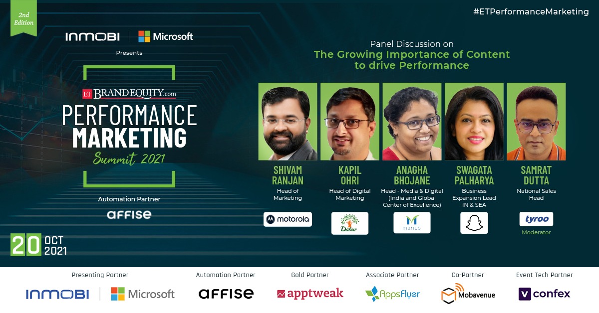 The 2nd edition of #ETPerformanceMarketing will engage industry experts to look at how brands have optimised their digital ad spends for maximising conversions.

Join our expert panel to know the growing importance of Content to drive Performance.

Click: bit.ly/3tZE0Jq