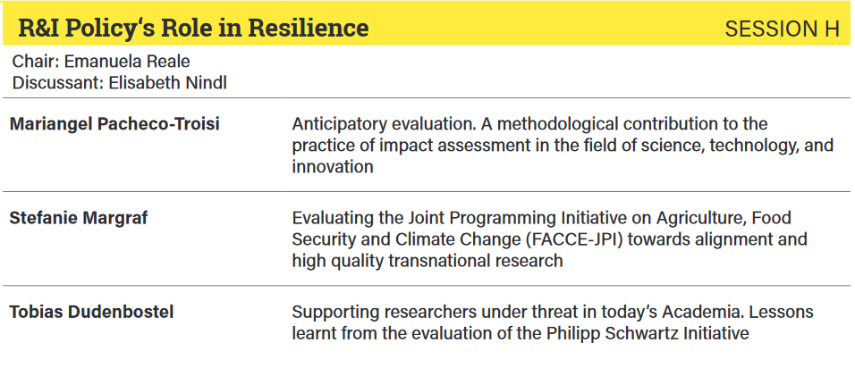 fteval's tweet photo. #REvaluation21: There's a 2nd session on how to enact #resilience in #research &amp; #innovation #policy with Mariangel Pacheco-Troisi @Ingenio_CsicUpv @UTECuy @UPV, Stefanie Margraf @fz_juelich &amp; @Kaefars @TechnopolisGrp. Join in!
Programme and registration: https://t.co/QwGx2Rdvtp https://t.co/n4ZhOepTG0