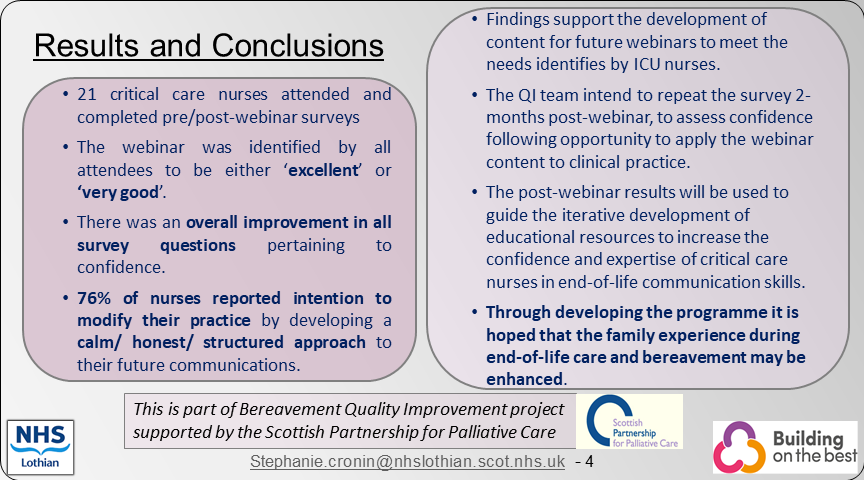 Palliative_Scot's tweet photo. Poster 11 #SPPCPosterParade - End-of-life care Communication: Developing an Educational Package for Critical Care Nurses @ICULone
@kirstyedinpall @NHS_Lothian @riecriticalcare https://t.co/4YdNTe23E4