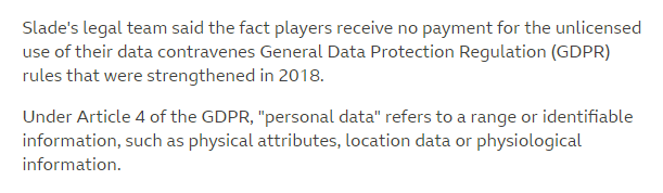 owenboswarva's tweet photo. Footballers demand compensation over 'data misuse' https://t.co/rKaNFYzzvL #ProjectRedCard #sportsdata #dataisthenewoil
It's unclear what legal argument @GSportsDataTech is floating in these "letters before action". The idea that #GDPR entitles players to payment is nonsense. https://t.co/AlXsxpYzV5