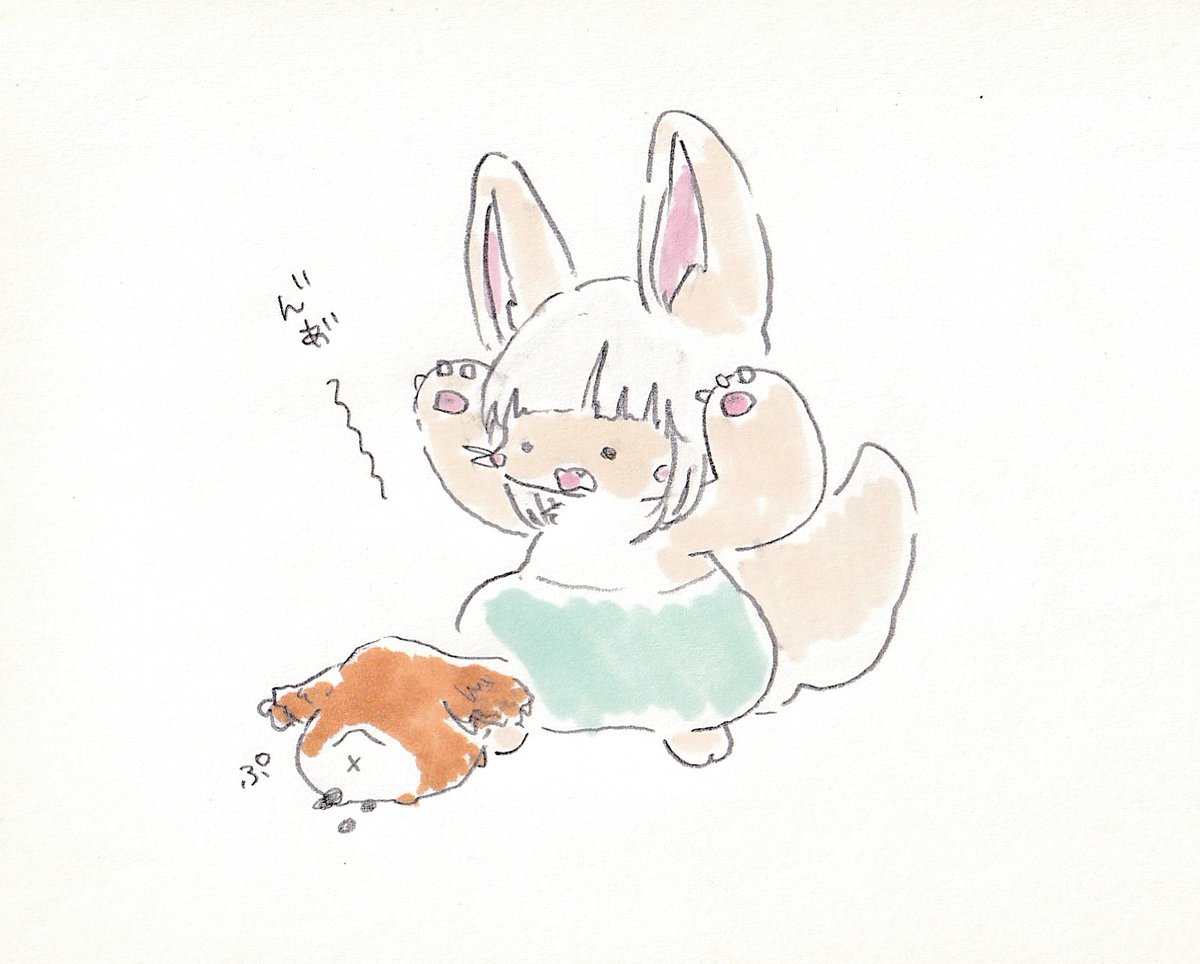 メイニャに威嚇してみるナナチ イラスト メイドインアビス けだまのイラスト