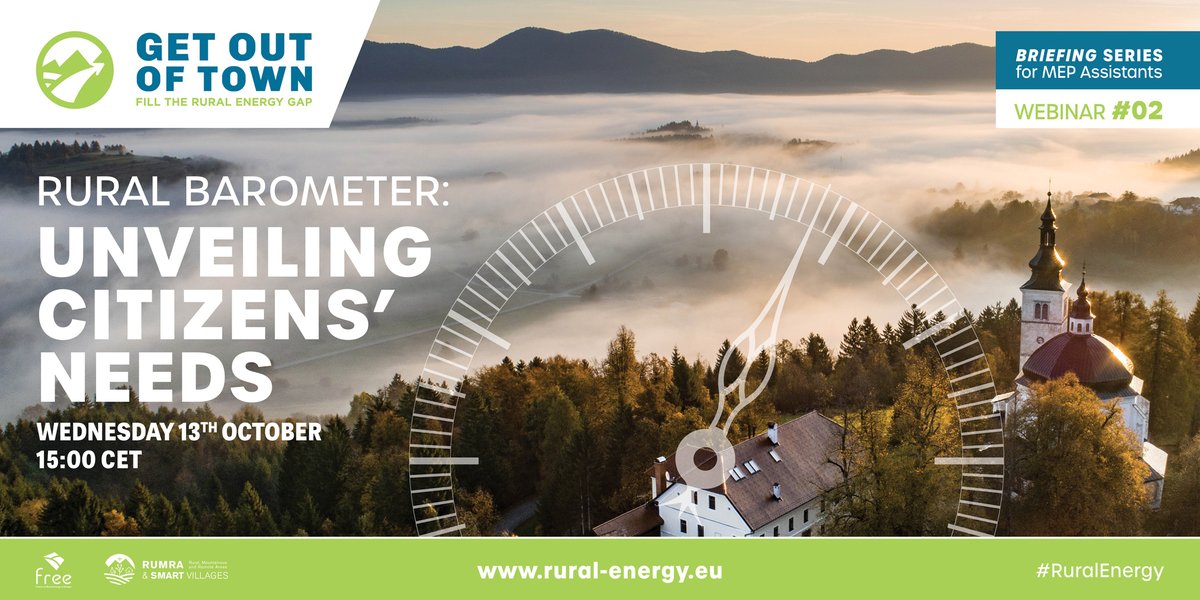 -1 to our Get out of Town webinar!😲

Join our webinar tomorrow 13 October at 15:00!
 
We will announce the surprising results of the #RuralBarometer survey and we will discuss them with our amazing speakers. 

You don't want to miss it! Register here: bit.ly/3Dl4oRn