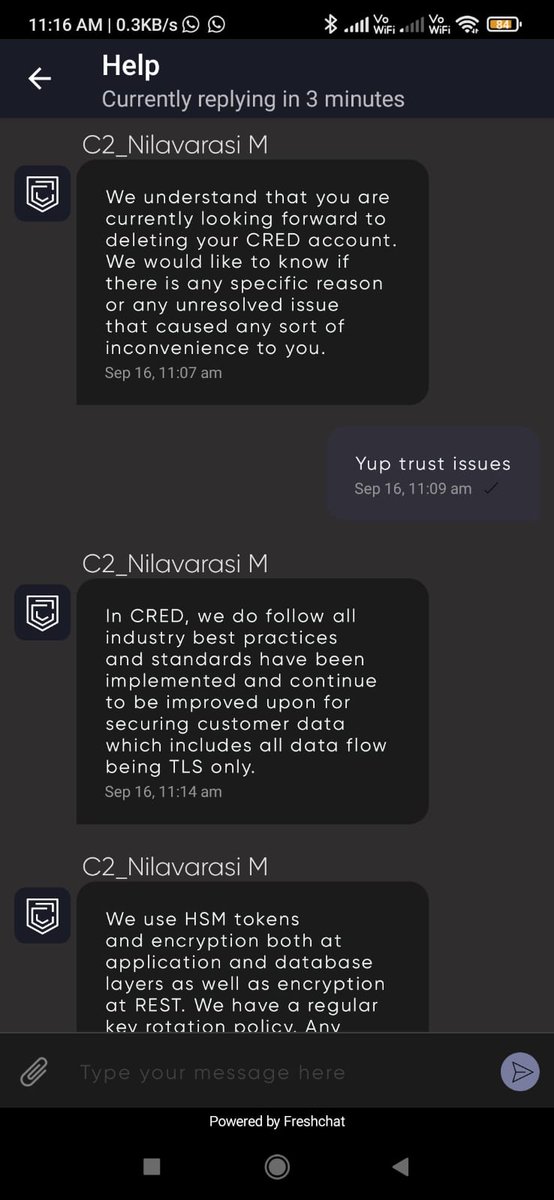 rishavsinha's tweet photo. @kunalb11 @CRED_club @MahaCyber1 Asking for account deletion since Sep 20, 2021 but @CRED_club  wont delete account / data https://t.co/ZGZWVcT5sQ