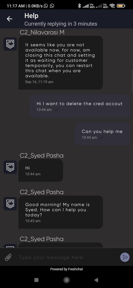 rishavsinha's tweet photo. @kunalb11 @CRED_club @MahaCyber1 Asking for account deletion since Sep 20, 2021 but @CRED_club  wont delete account / data https://t.co/ZGZWVcT5sQ