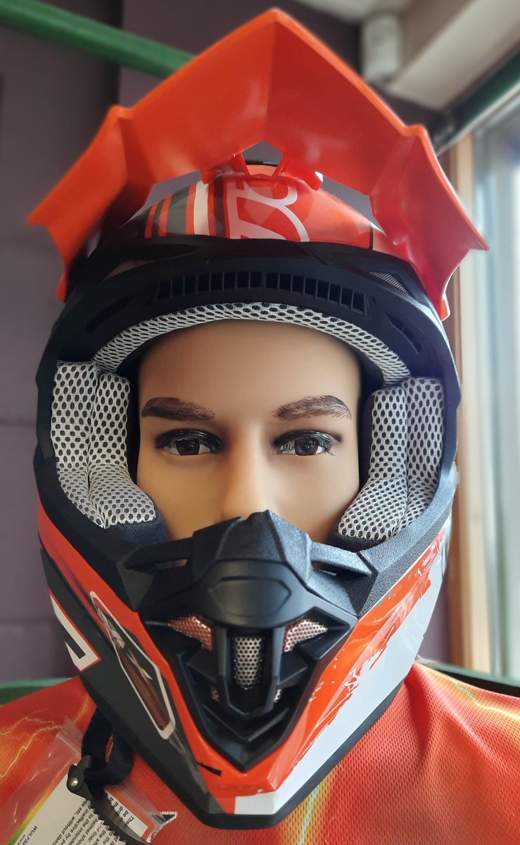 Claude reminds us that even though safety comes first there is always time to perfect your brows and lashes... #wulfsport #safetywear #safetyfirst #atvclothing