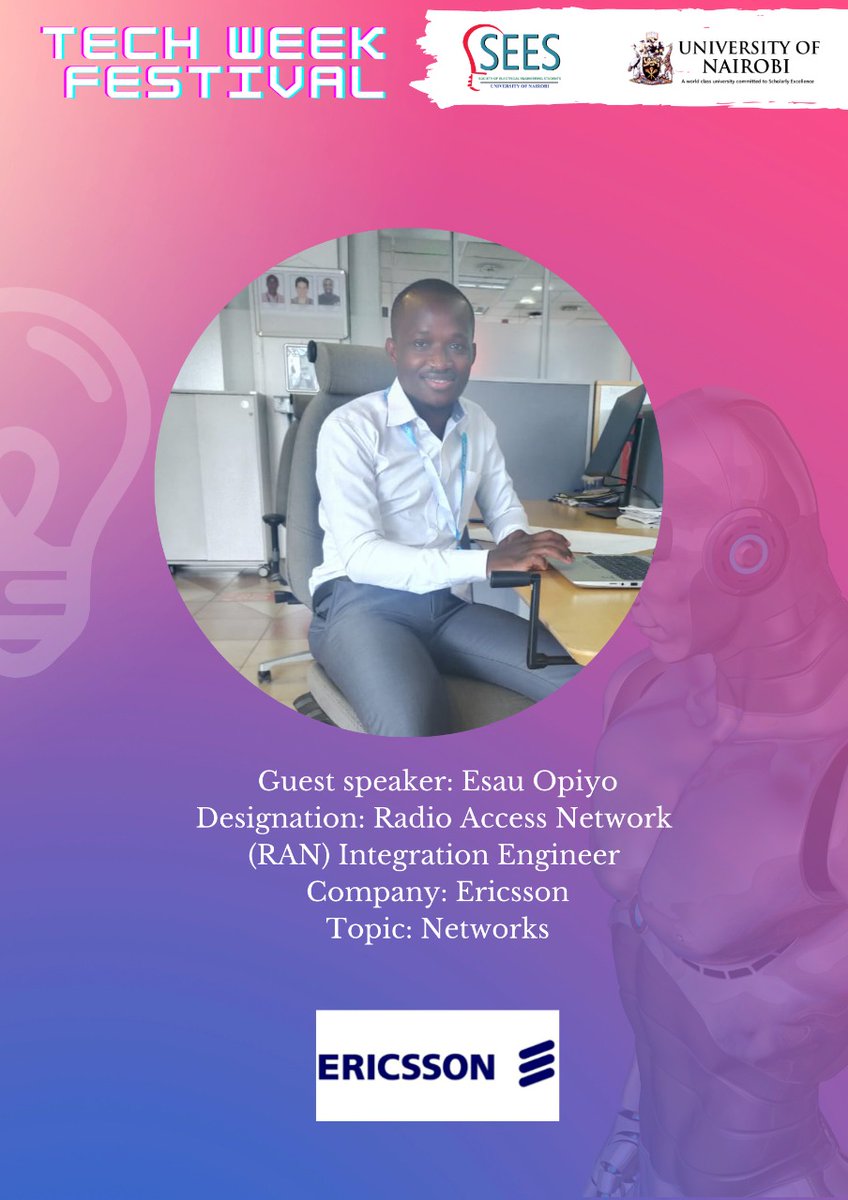 uonsees's tweet photo. #SEESTechWeek session 1.1
#NetworksTuesdays
@EsauOpiyo3 will be taking us through Radio Access Network
#CyberSecurityAwerenessMonth https://t.co/bMAOMgqp0O