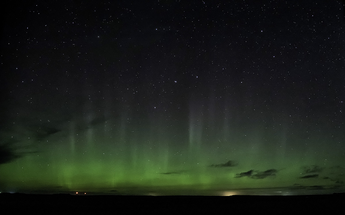 After a very wet day yesterday, skies cleared late evening. Awoke at 1230am....and the aurora arrived.