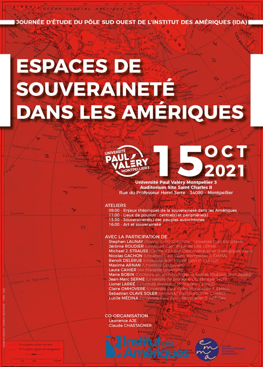 idameriques's tweet photo. 🌎 Le 15 octobre 2021, le Pôle Sud-Ouest @idameriques organise la Journée d'Étude "Espaces de souveraineté dans les Amériques", à l'@univpaulvalery
👉 Plus d'informations sur https://t.co/EEbr9e5k9u https://t.co/sUYqyb4MsB