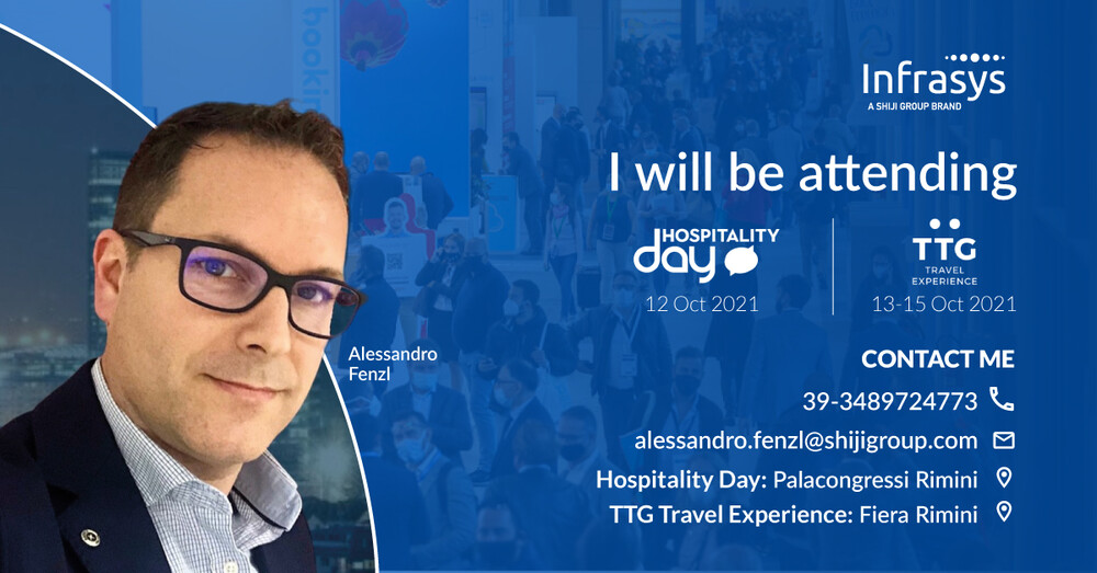 Alessandro Fenzl, Sales Manager, <a href="/ShijiGroup/">Shiji Group</a> will be at Hospitality Day (Oct 12) and <a href="/TtgExpo/">Twin Cities Tabletop Games Expo</a> 2021 (Oct 13-15) in Rimini, Italy to talk about Infrasys and what we are bringing to the market. Book a meeting: outlook.office365.com/owa/calendar/A…

#hospitalityday #TTG2021 #hospitalitytechnology