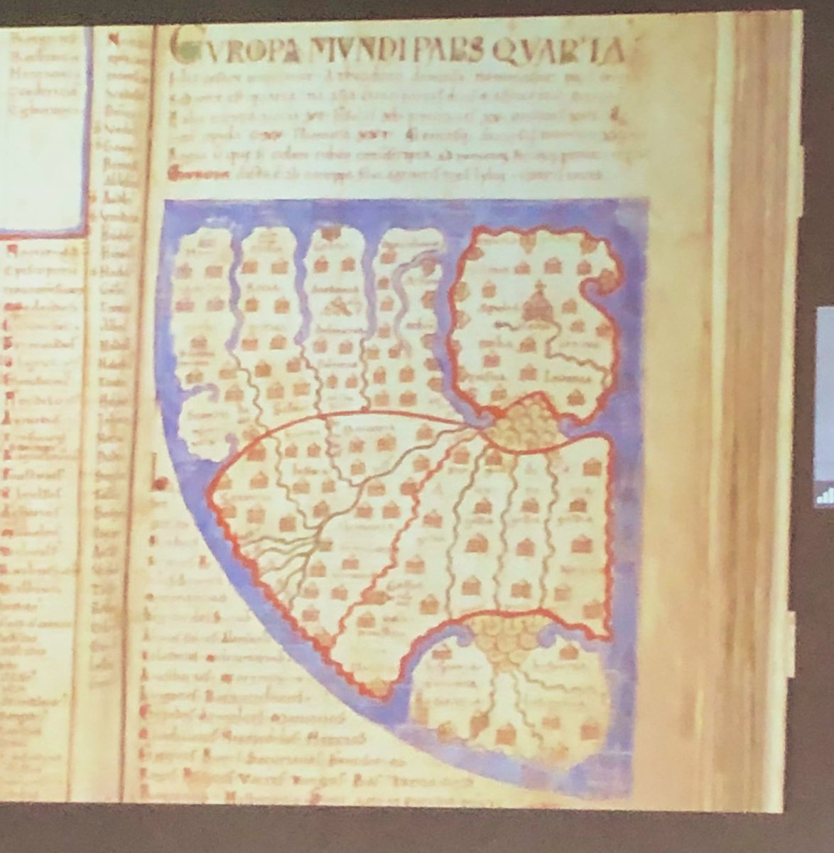 This page of the Liber floridus now in Ghent U. Is the oldest extant map of Europe. 
Karen De Coene is taking us on a fascinating deep dive into this work at #IMCoS_symposium at KBR