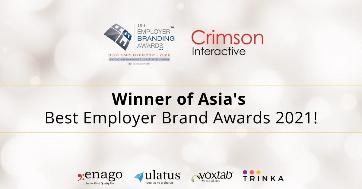 voxtab's tweet photo. Big News!
The Employer Branding Institute has awarded us Asia's Best Employer Brand Awards 2021, and it's all because of our Crimsonites! We thank them for being an incredible part of our journey &amp; bringing success to all our endeavors! We are pleased 
1/2 https://t.co/kSXwTbSxNW