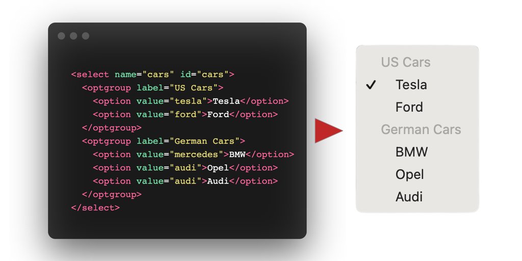 csaba_kissi's tweet image. 💡 HTML Tip

You can make grouped select lists with pure HTML.