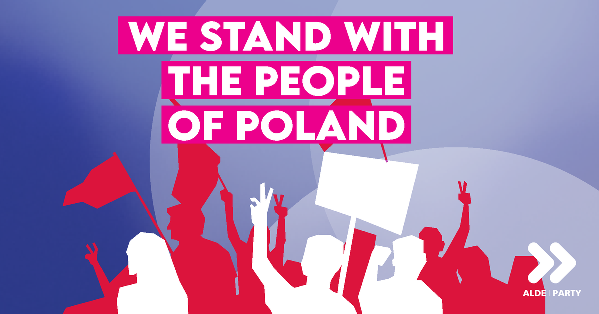 Europe’s liberals #StandWithPoland! Join our virtual protest to show your support for the people of Poland and our common European future 🇵🇱🇪🇺 bit.ly/306rGvM  
#ALDEact #zostajeMYwUE