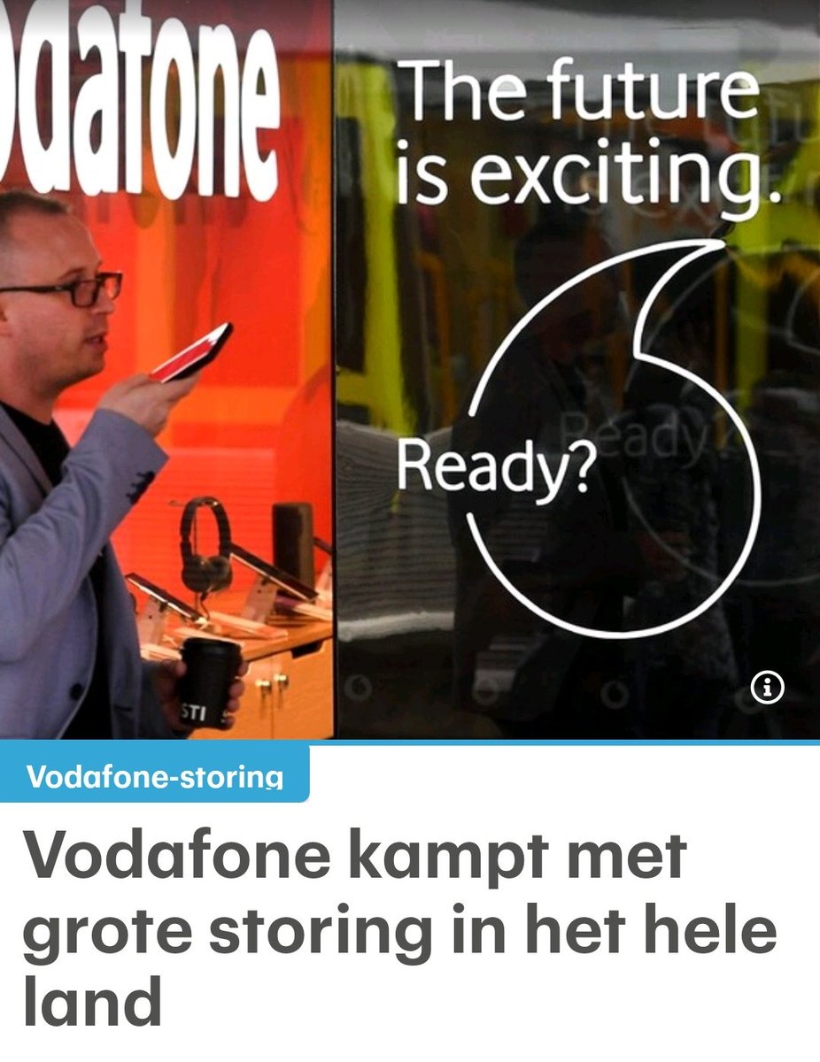 maartenbrink's tweet photo. Vodafone kampt met grote storing telefonie en mobiele data in het hele land. Diverse bedrijven en instanties onbereikbaar.
https://t.co/9gX8do7eu2
#vodafoon #4g #5g #storing #telefonie https://t.co/0p5gLx5m2a