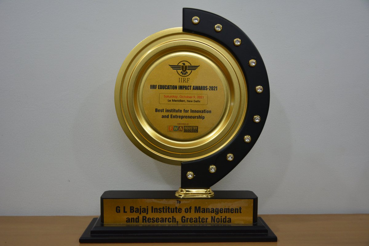 glbajajimr's tweet photo. GLBIMR. PGDM Institute felicitated at IIRF EDUCATION IMPACT AWARDS-2021

GLBIMR. PGDM Institute has been conferred with a trophy and Certificate of Excellence for “Best Institute for Innovation and Entrepreneurship” by FWA Industry Council on October 9, 2021. 

#GLBajaj #GLBIMR https://t.co/imLe2rwF9d