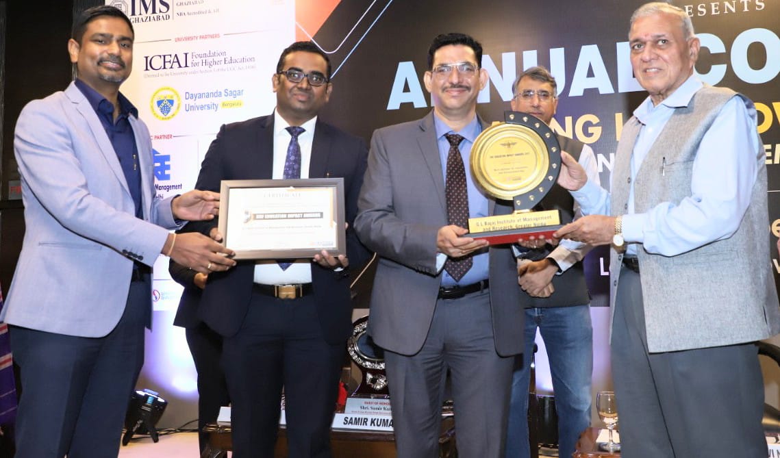 glbajajimr's tweet photo. GLBIMR. PGDM Institute felicitated at IIRF EDUCATION IMPACT AWARDS-2021

GLBIMR. PGDM Institute has been conferred with a trophy and Certificate of Excellence for “Best Institute for Innovation and Entrepreneurship” by FWA Industry Council on October 9, 2021. 

#GLBajaj #GLBIMR https://t.co/imLe2rwF9d