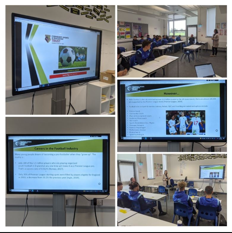 Football Academy students have a visiting lecturer talking about #careers and #degrees in Football. Many thanks to Dave and <a href="/WFCTrust/">Watford FC CSE Trust</a>  for providing this opportunity for the students.