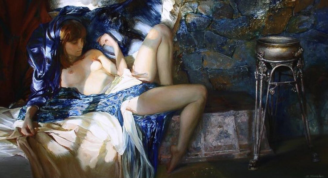 franch_laura's tweet photo. Ya os he hablado alguna vez de las sensuales y delicadas pinturas al óleo del hiperrealista ruso Serge Marshennikov (Ufá, Baskortostán, 1971). Un maestro en el arte de ensalzar la belleza femenina.

Parecen fotos… pero no.

👇🏻Abro hilo. Si no lo conocéis, creo que os gustará. https://t.co/TbUthujib6