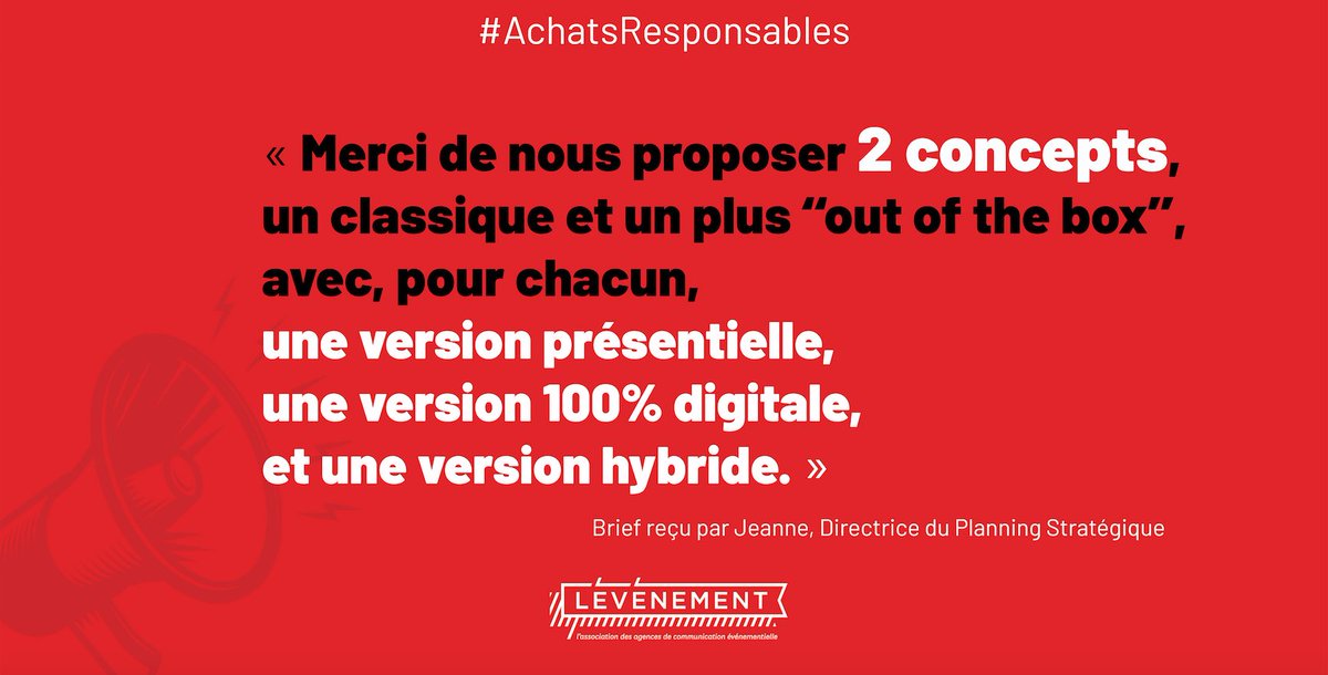 (1/3) La suite de l’email reçu par Jeanne* : « Merci de nous transmettre les livrables attendus sur notre plateforme online avant lundi 12:00 [nous sommes mercredi 17:30, cela vous laisse donc 4,5 jours pour répondre]. 

#AchatsResponsables #LÉVÉNEMENT #eventprofs #agences