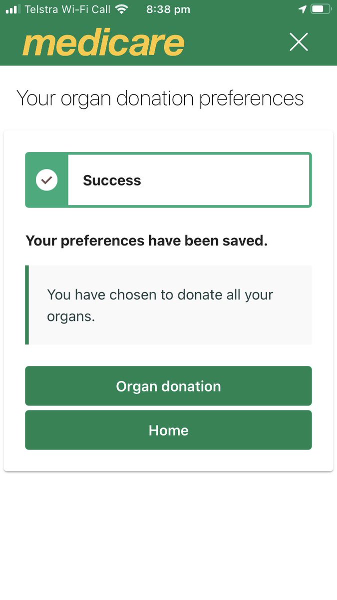 AmyCorderoy's tweet image. Just a reminder that when you download the Medicare app for your vaccine certificate you can also save your organ donation preferences! ✅