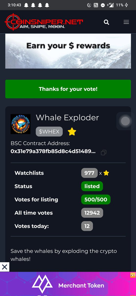 ren_fernz's tweet photo. #NFT GIVEAWAY 🥳🎉
ONE LUCKY WINNER WILL GET A #NFT FROM ME 🎁💎

VOTE HERE FOR WHEX ❤️🔥
👇👇
https://t.co/MSniHESdmg

Ends in 1hr /more

#NFT #NFTdrop #GiveawayAlert #Giveaways #bsc #bnb #coinsniper https://t.co/u9awPyw2Mv