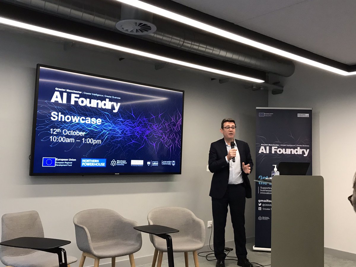 phil_swan's tweet photo. Launch of the fantastic Greater Manchester AI Foundry today at the Manchester Tech Centre with the four universities and industry partners underpinning the £6M venture. #GMdigital #AIfoundry https://t.co/SVnv0qcQfZ