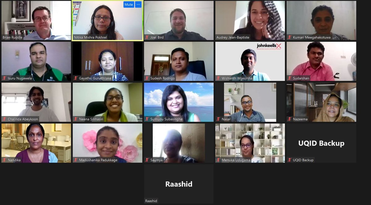 Sri Lankan participants of the #AustraliaAwards Short Course delivered by #UQ collaborated amongst themselves on a virtual platform to share learnings and challenges in implementing their incubation projects.

<a href="/AusHCSriLanka/">Australia in Sri Lanka</a> <a href="/scopeglobal/">Scope Global</a> <a href="/UQ_News/">UQ News</a> <a href="/impactinnov/">Impact Innovation</a>