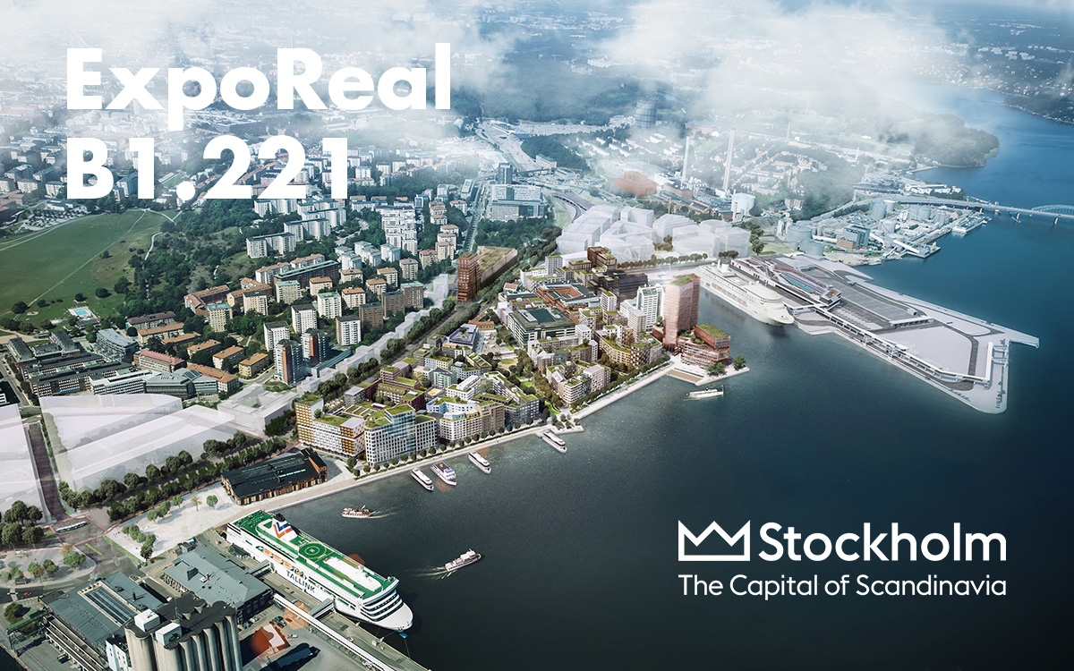 Today, we're still at #ExpoReal2021, stand B1.221 with #Stockholm and #Gothenburg. Come see us and speak on upcoming development opportunities. #exporeal #realestate #sustainable urban development