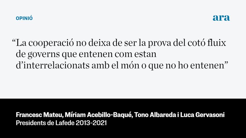 Lafedecat's tweet photo. "La cooperació és la prova del cotó fluix de governs que entenen com estan d'interrelacionats amb el món o que no ho entenen"

4 presidents de https://t.co/yV2eR77B27 demanen al govern un compromís ferm amb la #JustíciaGlobal

Al diari Ara 👉 https://t.co/CdTrsmvQ7Q https://t.co/s0bVj6e1IC