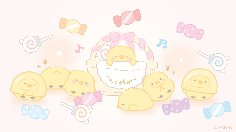 「あめちゃんふってきた🍬
ぴよ🐥 」|ふんわりねころん【公式】のイラスト