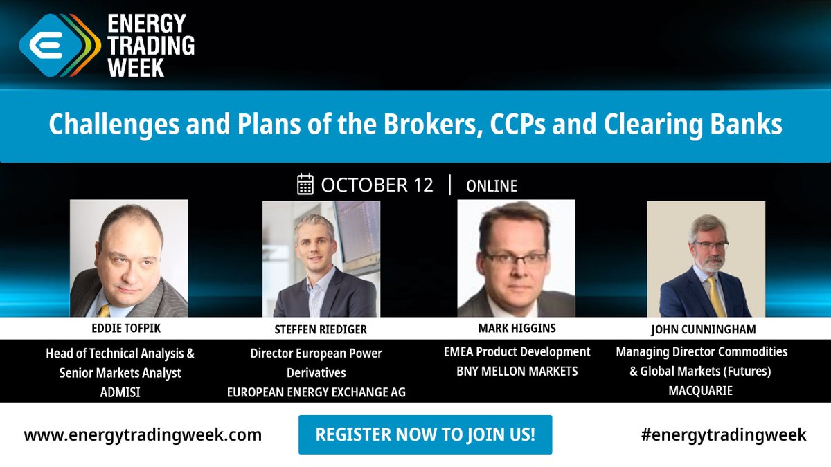 Commodities_Ppl's tweet photo. Happening now (11am BST): Challenges and plans of the brokers, CCPs and Clearing Banks
Join us here: https://t.co/aF13s3XUaM
#energytradingweek #energytrading #etot https://t.co/RCEMhiDIoa
