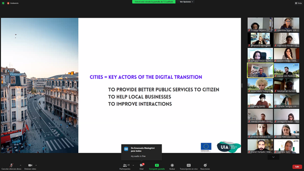 Just started! 
Tim Caulfield, @UIA_Initiative Director, giving an ice-breaking speech about #digitaltransition in #UIA projects at #EURegionsWeek: we are glad to be here today from sunny Catalonia☀️bringing <a href="/gavius_eu/">Gavius_eu</a> experience in going digital to provide better #socialservices