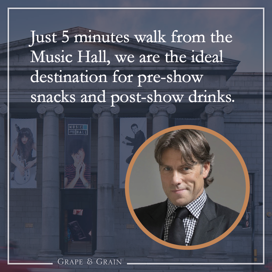 Are you attending <a href="/JohnBishop100/">John Bishop</a> on Friday at <a href="/APAWhatsOn/">Aberdeen Performing Arts</a> #MusicHall? Start the night in style with our range of small plates and sharing slates; or join us after the show for our award winning wines and Scottish spirits #grapeandgrain #aberdeen