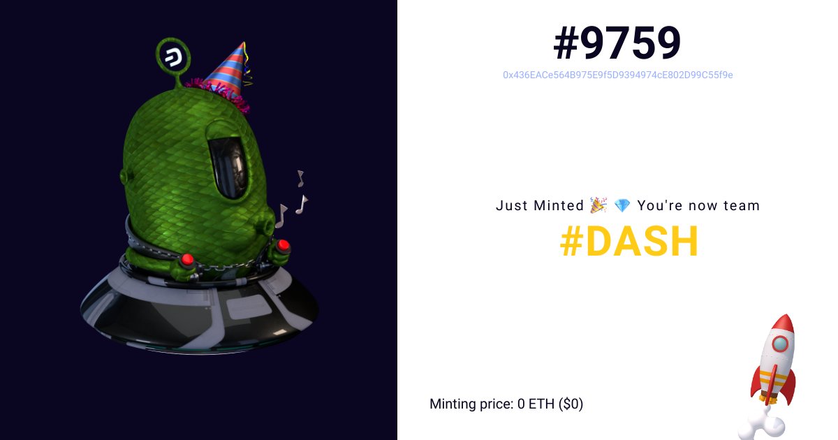 3DMartians's tweet image. 🌔 #Martian #9759 just minted! You're now team #DASH #DASHArmy 👽 martians.marsgenesis.com/martian/9759