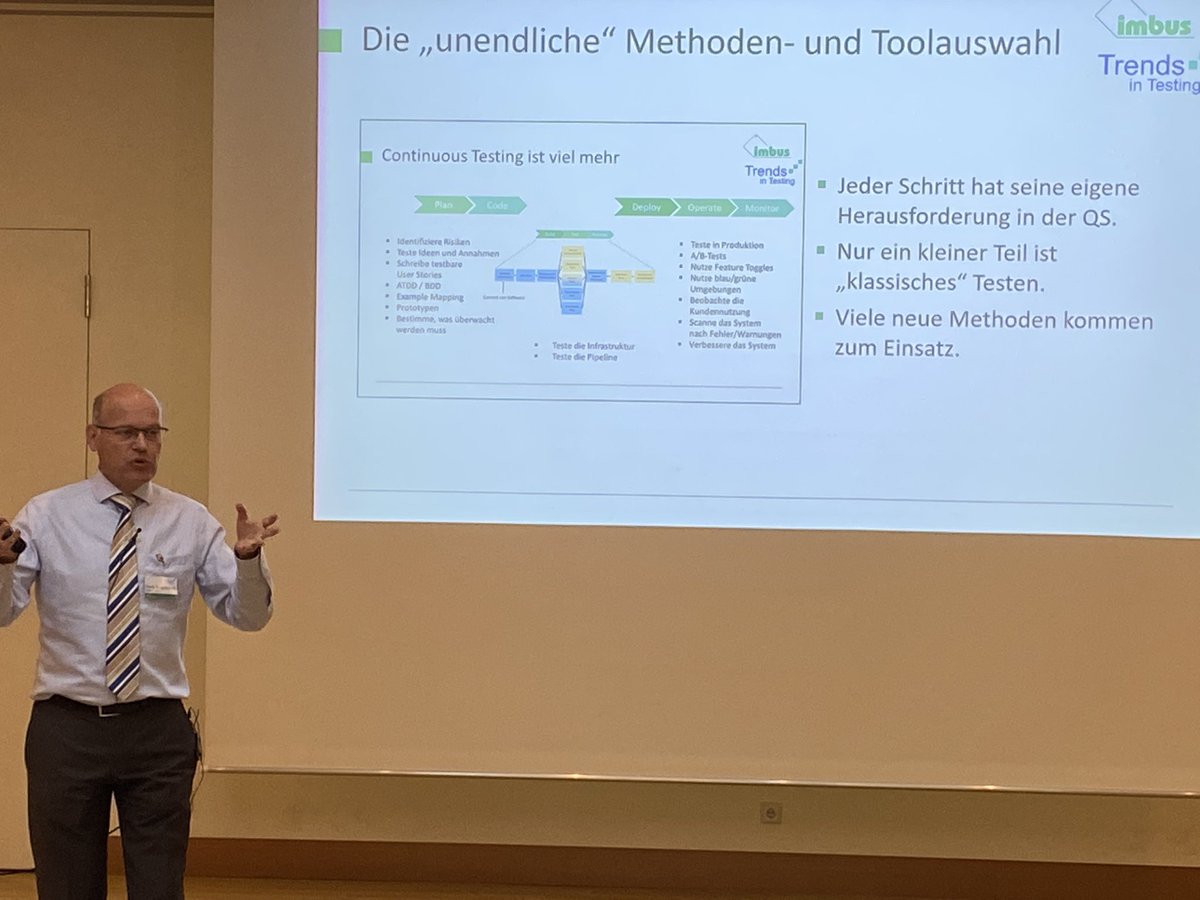 RolfGlunz's tweet photo. @DierkEngelhardt in seinem Element: Bericht über SW-Testwerkzeuge bei der Trends in Testing #trinte @imbus_AG https://t.co/HuYg1INeTW