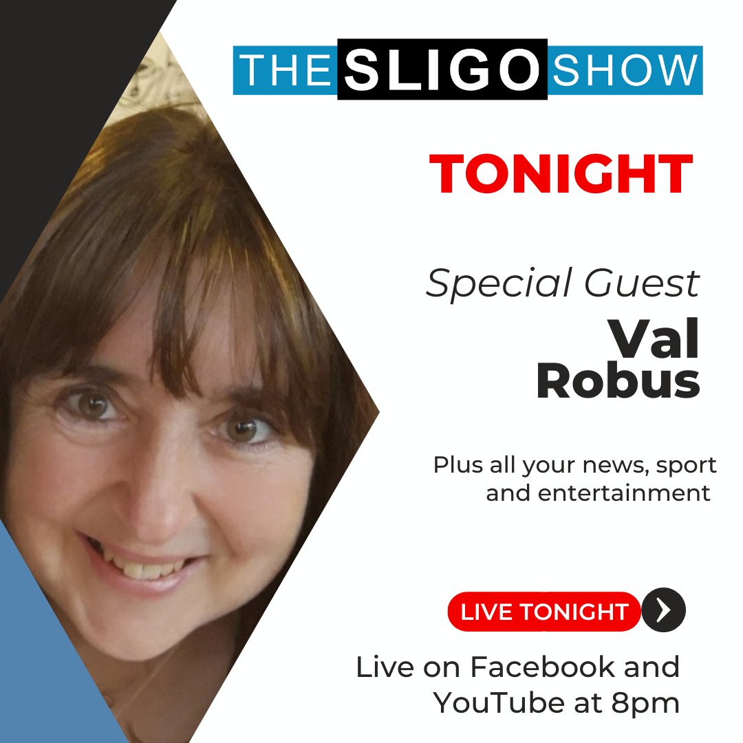 🔴 Special guest tonight is Val Robus of <a href="/magnumlady/">Val 📷</a> Blog.
🔹️Plus we have music from <a href="/lagracia_music/">LaGracia</a>

8pm Live on Facebook &amp; Youtube

#sligo #thesligoshow