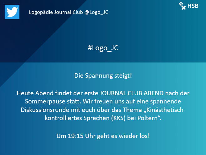 Logo_JC's tweet photo. @Logo_JC 
Liebe Journal Club Freunde,
endlich ist es wieder so weit! Heute Abend startet der #Logo_JC einen weiteren Diskussionsabend. Wir sind schon gespannt und freuen uns auf euch, bis später! https://t.co/LBFNm6zJnd