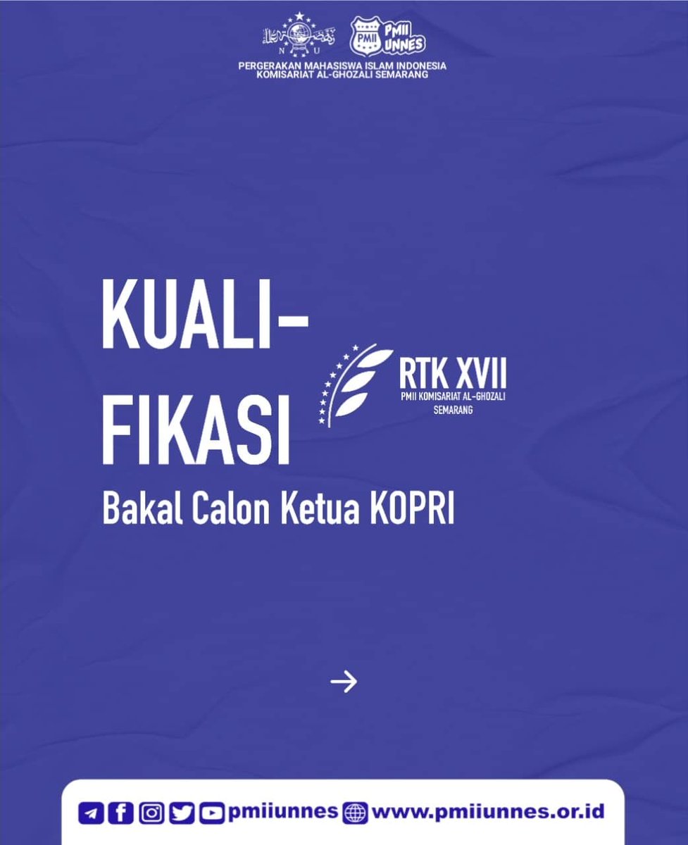 pmiiunnes's tweet photo. Kualifikasi dan Berkas Persyaratan Calon Ketua Komisariat dan Calon Ketua Kopri PMII AL Ghazali. https://t.co/SrZlvHPF4h