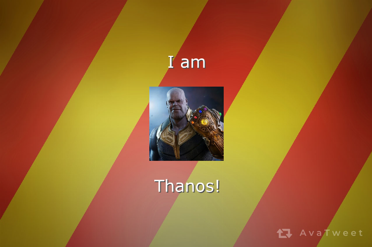 HustlaMusicSvs's tweet photo. I am Thanos! Find which Marvel character you are at https://t.co/iHfmZ7DdYV #AvaTweet #Marvel #AvengersEndgame #Thanos https://t.co/afSRtj9JyV