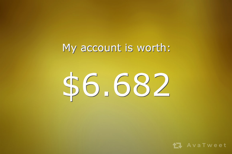 HustlaMusicSvs's tweet photo. My Twitter account is worth $6.682 dollars. Check how much yours is worth at https://t.co/1GtXewsT8h #AvaTweet #TwitterWorth https://t.co/XKHJzb6dNh
