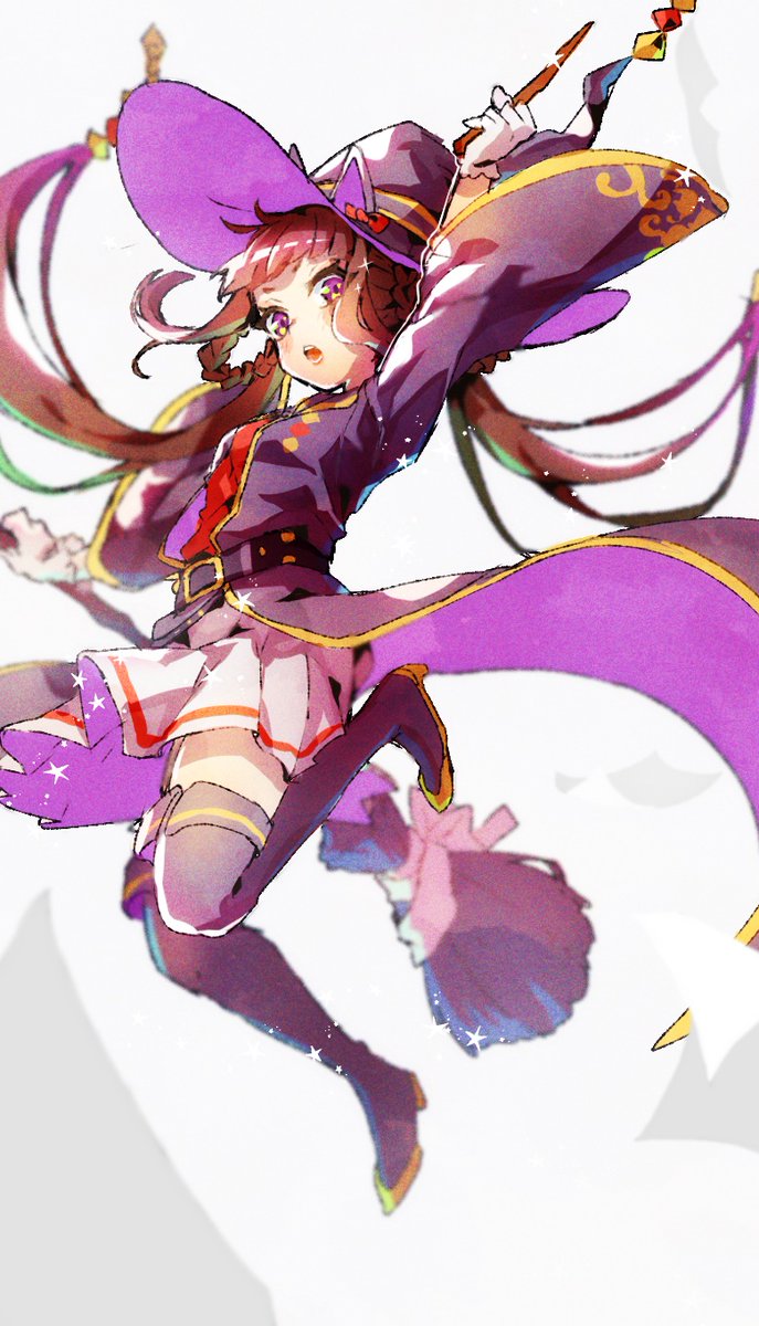 sweep tosho (umamusume) 1girl hat solo witch hat broom purple eyes twintails  illustration images