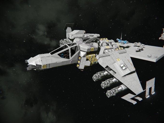 久々になんか戦闘機作ってる
サブグリッド先のスラスターをスクリプト同期させるとガゴンガゴンやかましくて困っちゃうね

#SpaceEngineers 