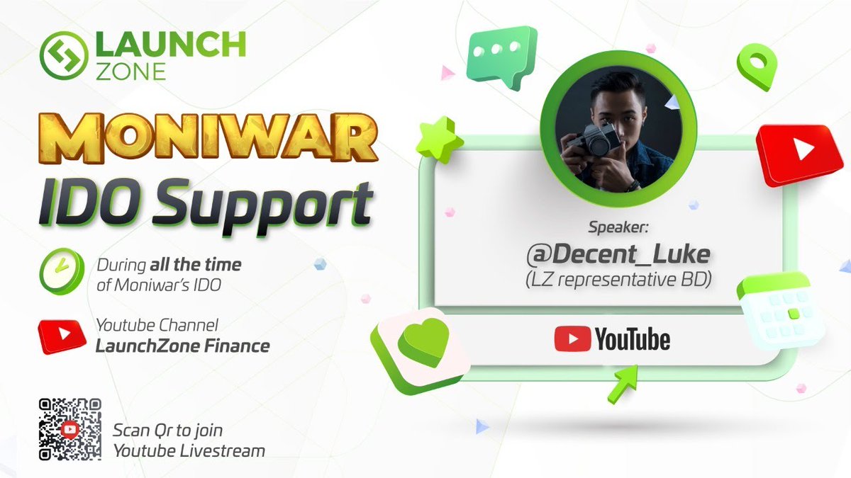 launchzoneann's tweet photo. LaunchZone will host a live IDO support session and telegram voice call to give users the best real-time assistance throughout the big event, Moniwar IDO ‼️

The session is going live today at 12 AM UTC, 12 Oct.  

Youtube - https://t.co/a9DbgEptQ5 https://t.co/HzfP8mKQlU